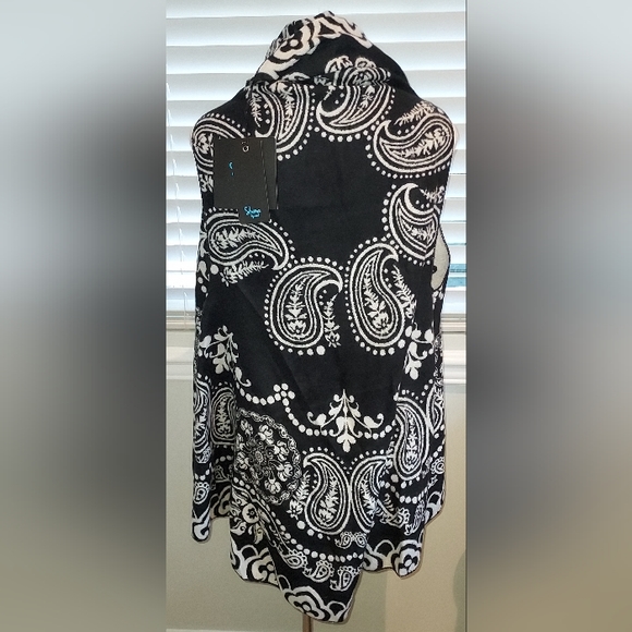 Shana Reversible Boho Print Open Front Cardigan Sweater/Poncho/Vest OS NWT - Picture 3 of 6